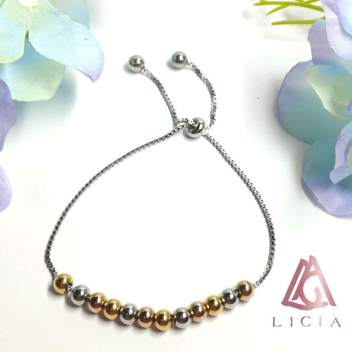 Gelang Silver Serut Jali-jali Anti Karat Aksesoris Wanita Lapis Emas Tahan lama.