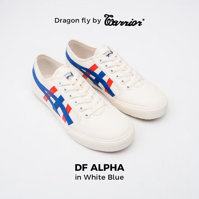 NEW SEPATU WARRIOR DRAGONFLY ALPHA WHITE BLUE SNEAKERS SHOES PUTIH BIRU ORI