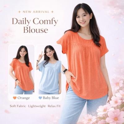 BLOUSE LINENBLEND WANITA BRT68 LACETRIM TOP