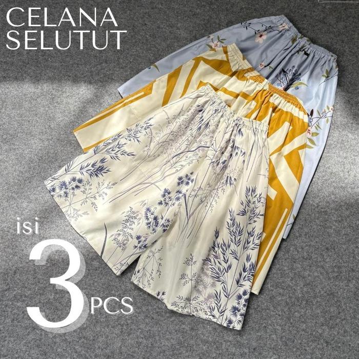 PAKET BORONG ISI 3pcs - Celana pendek selutut santai - borong mango  Motif Nyaman