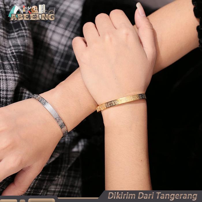 Gelang Islami Titanium Kaligrafi Arab Allah Muhammad Tidak Pudar Sebagai Wanita Pria