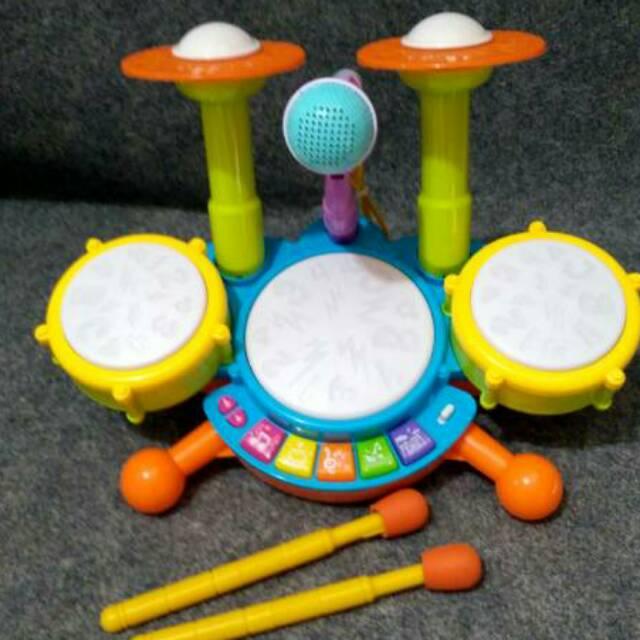 Mainan Anak Drum Set Mic Biru/Pink Kreatif