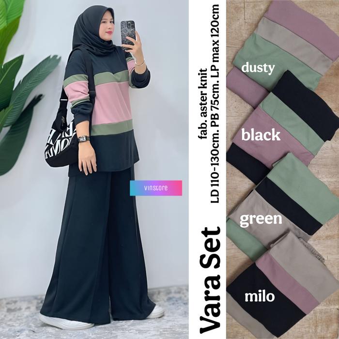 Vara Baju Setelan Celana Kulot Wanita Dewasa Aster Knit Jumbo XXXL Ld 130 Setcel Kekinian Edisi Leba