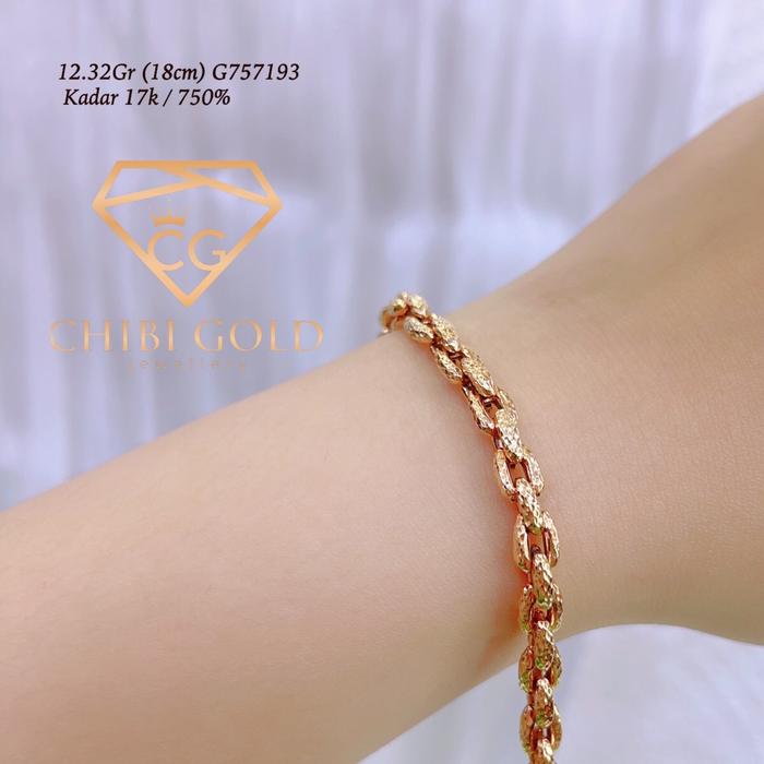 Gelang tangan Marcopolo Tiger ukir emas asli 750% kadar 17k - CHIBI GOLD