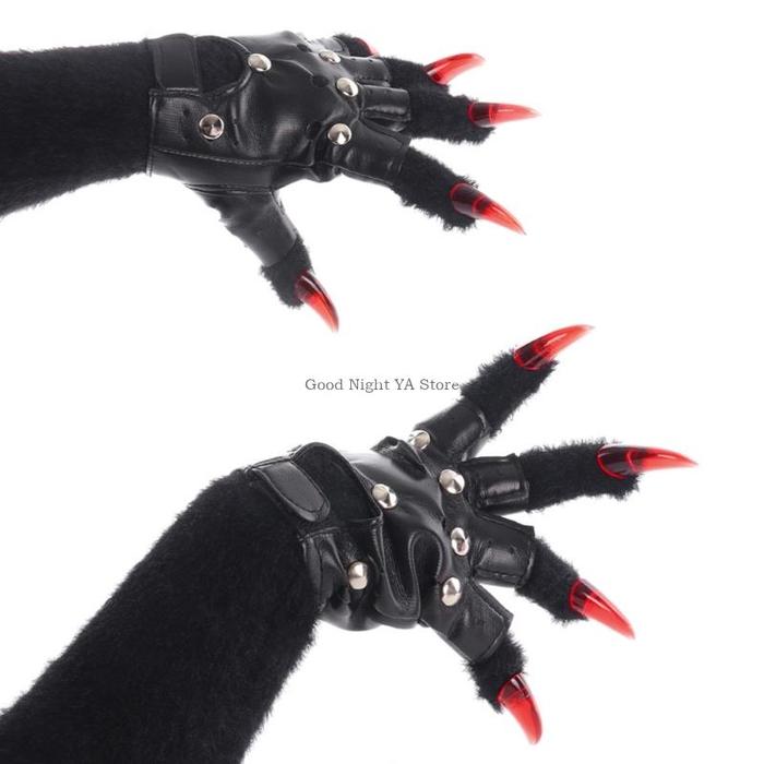 Animal Nails Faux Fursuit Gloves Uni Warm Winter Handwear Halloween Fursuit