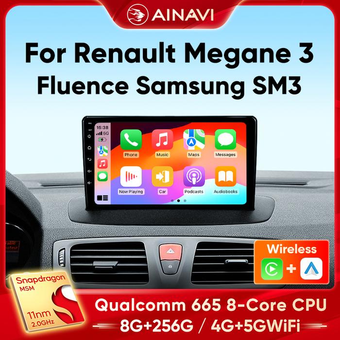 Car Radio Multimedia Play Renault Megane 3 Fluence Samsung_Sm3 2008 2014 Android 12 Wireless Carplay