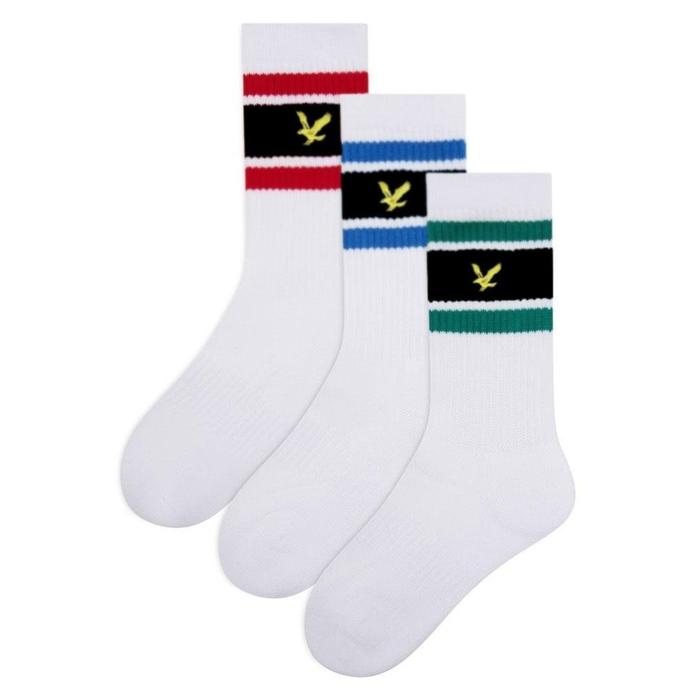 Lyle & Scott White Auto Stripe Sock Original