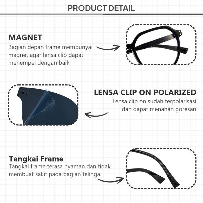 Best Kacamata Clip On Geometric Anti Radiasi Lensa Minus Pria/Wanita 82103