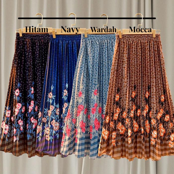 Rok Plisket Motif BUNGA ANYELIR | Rok Bunga ANYELIR | Rok Korean style