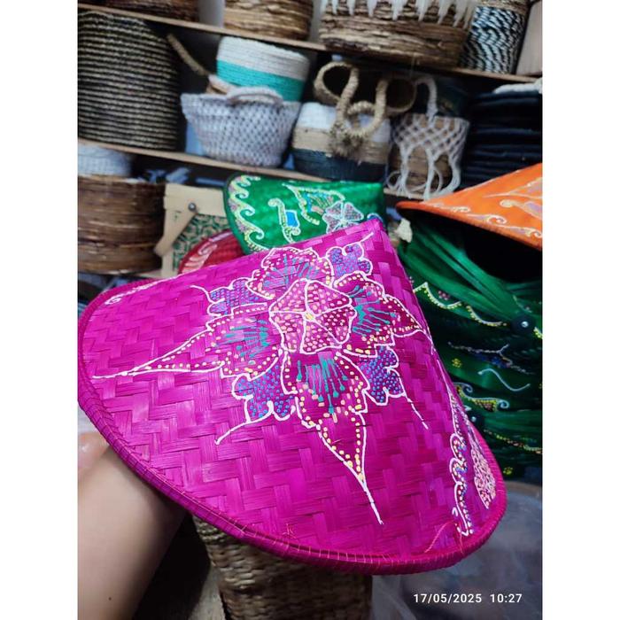 Caping Batik Lukis Topi Petani Caping bambu Anyaman