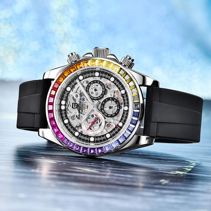 PAGANI DESIGN Top Luxury Brand Mechanical Automatic Watch Men Ceramic Bezel Rainbow Business Waterpr