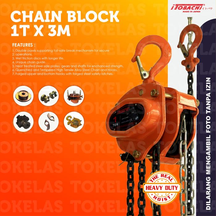 Itobachi Electric Chain Hoist 1 ton x 12 meter 380V / Katrol Rantai Elektrik 1T x 12M 3PH Electric H