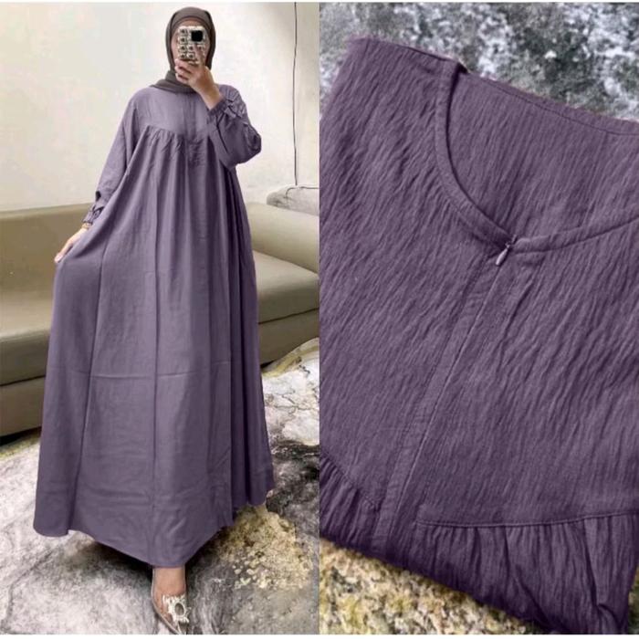 (Idola Bunda) Gamis Ibu Ibu Burgundy Lebar Mayung Wanita Dewasa Jumbo Kekinian Viral 2025