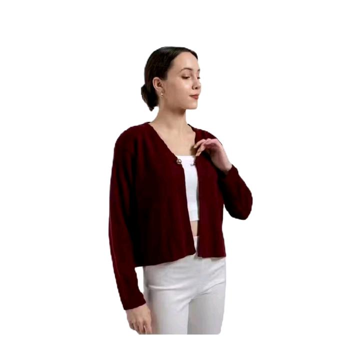 Atasan Rajut Wanita Hiwigo Emeli Cardy Knit Kancing Satu Murah Bandung - Top, Crop, Panjang, Sweater