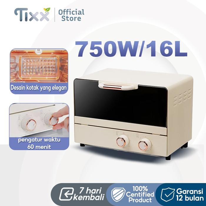 TIXX Oven Listrik Hemat Energi 16L 750W Electric Oven Kue Pagi Pembuat Roti Oven Multifungsi