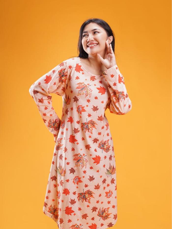 DRESS DEWASA PRINTING SIZE XL by Omah Oblong lengan panjang Baju Wanita Dress Batik Perempuan Adem N