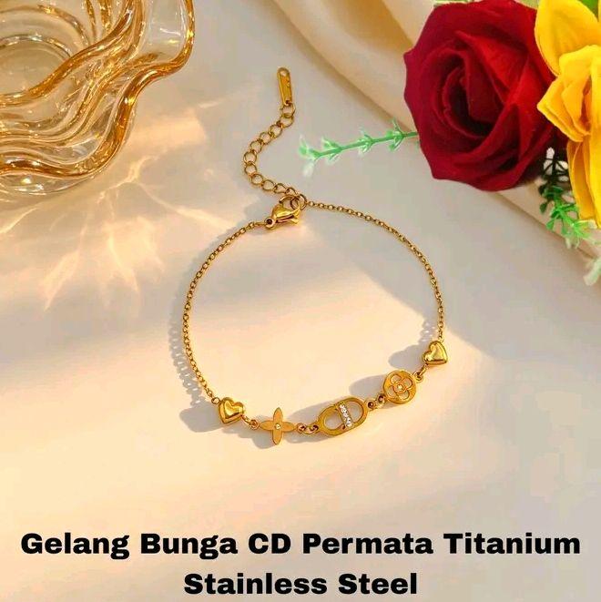 Gelang Bunga CD Permata Titanium Stainless Steel untuk Bracelets