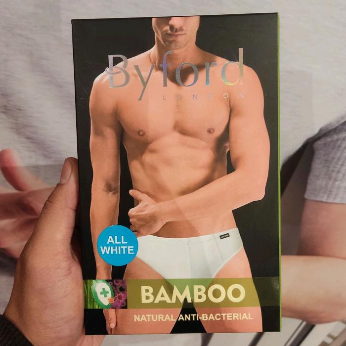 CELANA DALAM PRIA SEGITIGA BYFORD COTTON BAMBOO ANTI BACHTERIAL - ALL WHITE