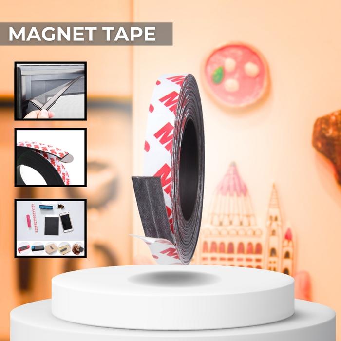 Magnet Tape Lebar 10mm per 1m Double Tape 3M Magnetic Strip Tebal 2mm