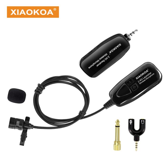 XIAOKOA Mikrofon Lavalier Nirkabel, Sistem Mikrofon Nirkabel 2.4G