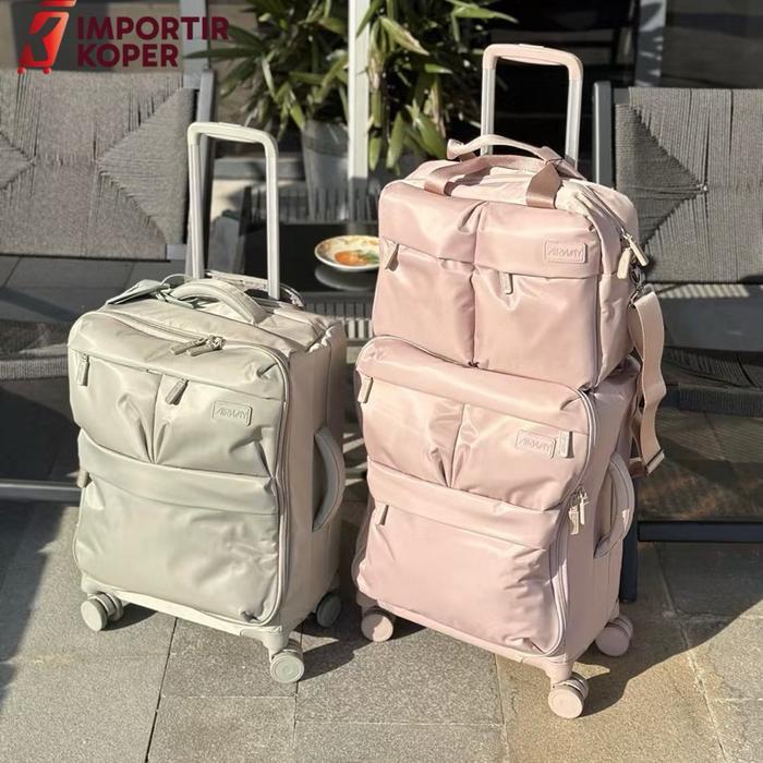Importir Koper Joshee Airway Two Pocket Series 20 Inch Kabin Kain Nylon Premium Suitcase Travel Busi