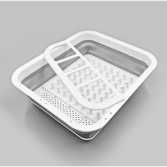 Baskom Lipat Portable Rak Piring Lipat Rak Penyimpanan Dapur Baskom Penyimpanan Keranjang Pring Te