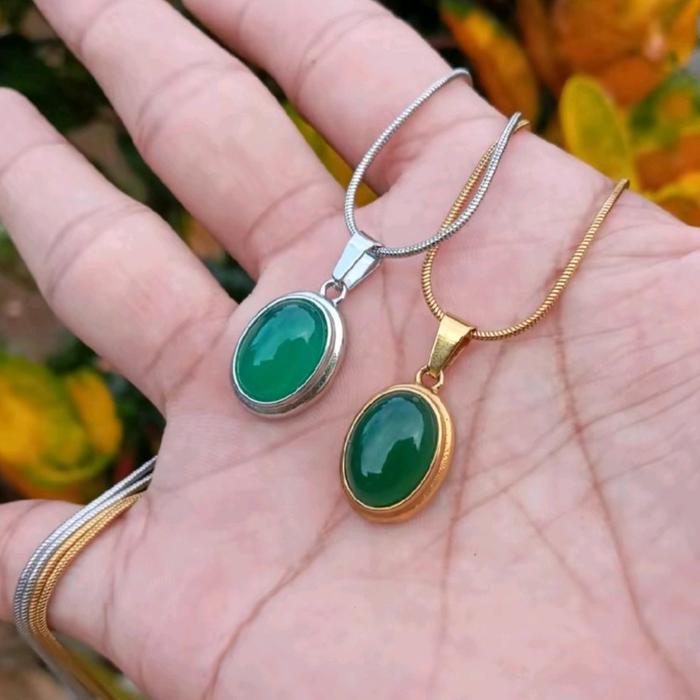 Kalung liontin Batu Hijau Garut Mewah Elegan