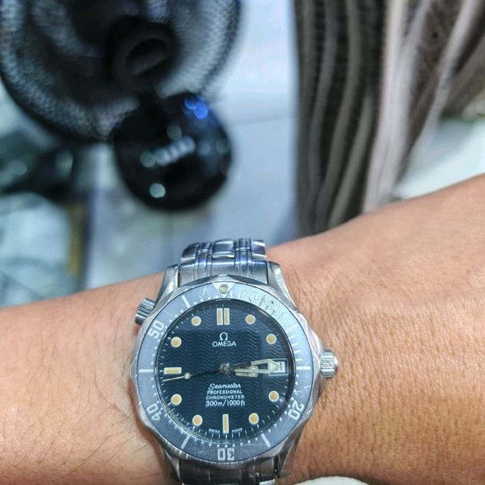 Omega Seamaster Professional 300M/1000B Jam Tangan Pria Tali Stainless Steel Dial Hitam Bezels Ghost