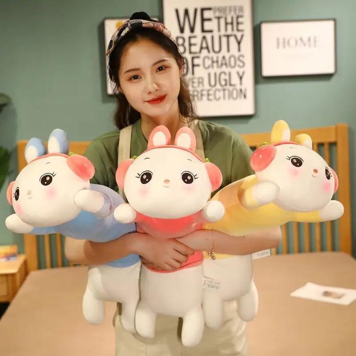 Boneka guling kelinci pake earphone ukuran 50 cm guling rabbit lucu teman tidur anak