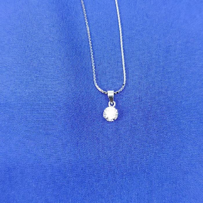 kalung itali kaca liontin mata 1 soliter p. 45 cm