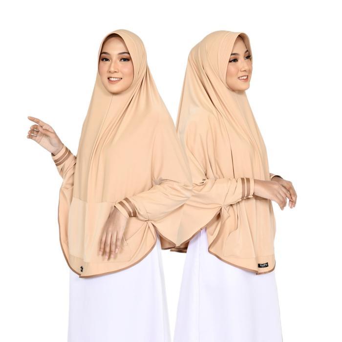 Jilbab Bergo Lengan Syari Kinanti List Saku jersy Pad Antem Hijab Jumbo