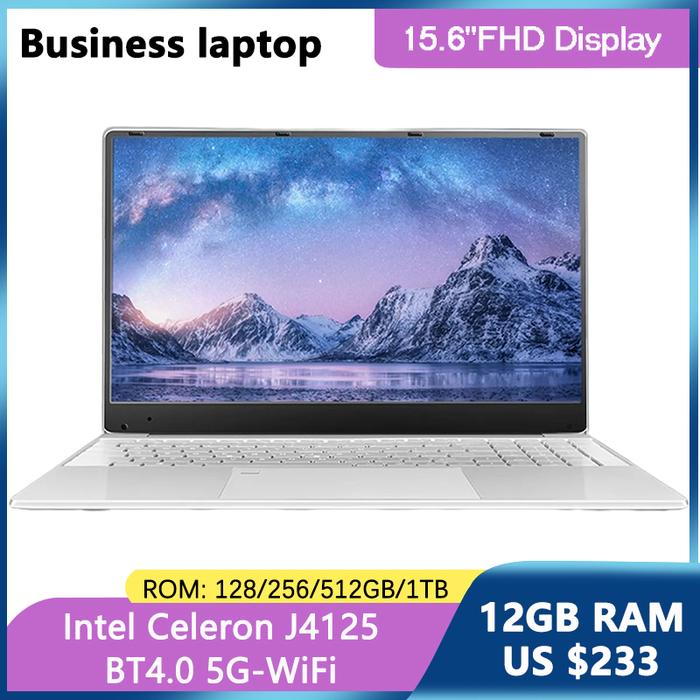 15.6inch 12GB RAM DDR4 IPS FHD Gaming Business Cheap Laptop 128G SSD