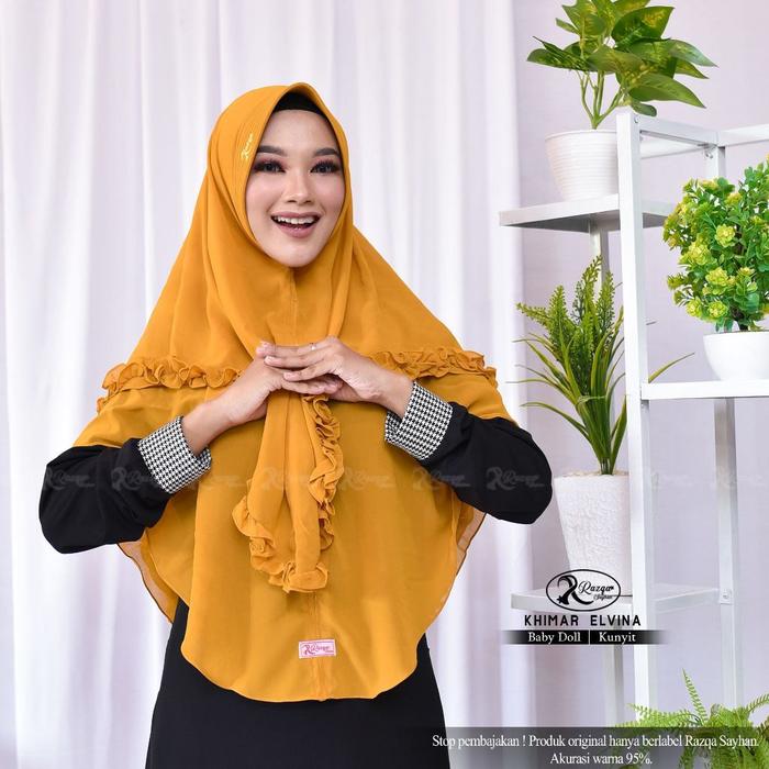 Baru Razqa Hijab Khimar Elvina Kerudung Instan Syari Polos Jumbo Baby Doll Premium