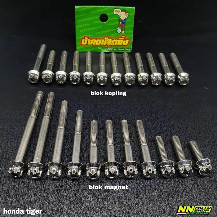 probolt stainless baut blok kalter bak kopling magnet honda tiger L1