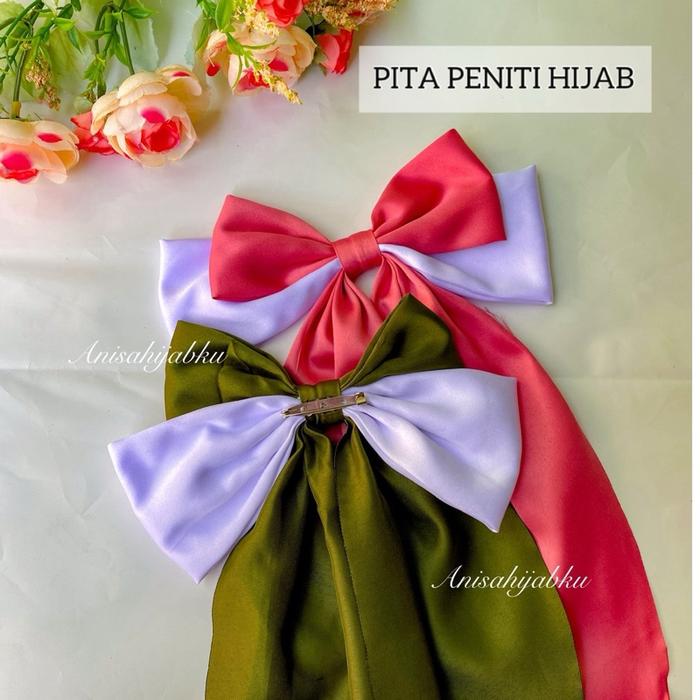 Pita Hijab/ Pita Peniti Kombinasi / Pita Hairclips Jepit Rambut Merah putih / Jepit Rambut Korea / P