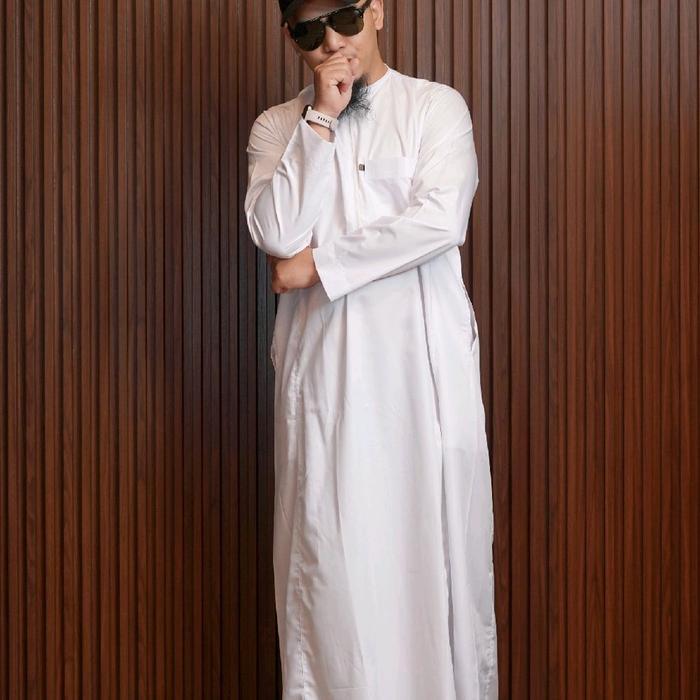 AL AMWA PREMIUM SERIES FATH baju jubah khusus putih polos lengan panjang - gamis jubah umroh muslim