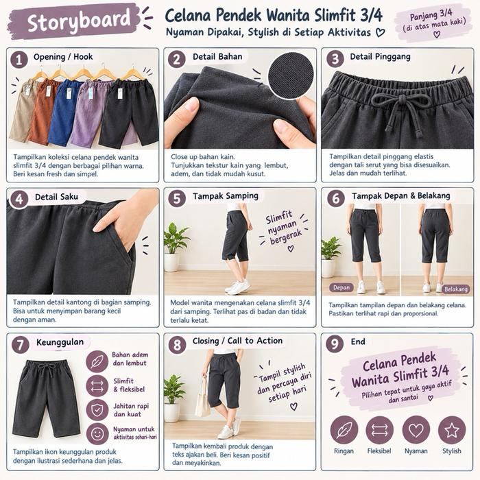 Celana 3/4 Scuba Halus Lembut untuk Wanita - Shorts Nyaman dan Fleksibel Pendek Kulot