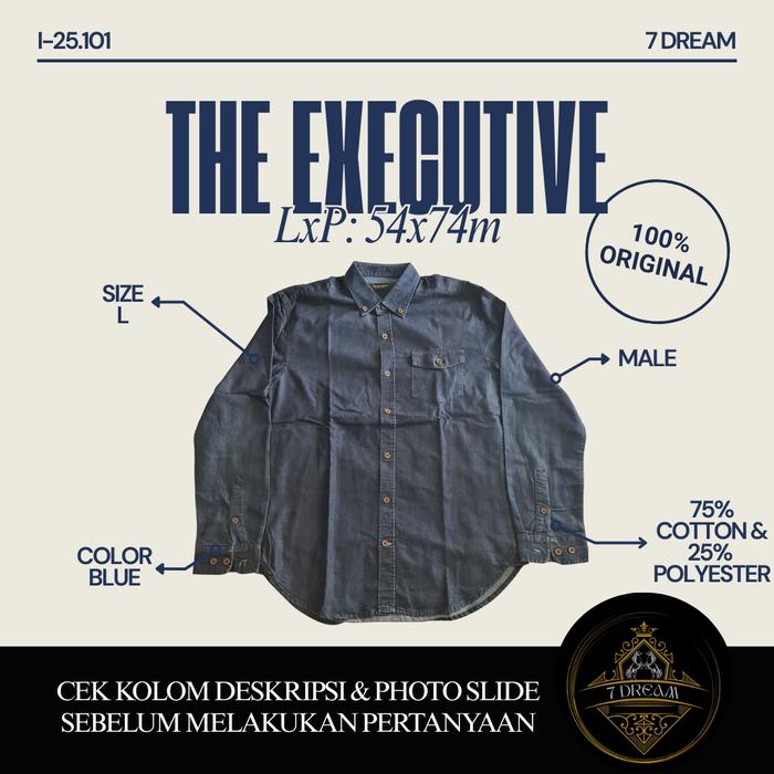 The Executive | Original | Kemeja Lengan Panjang | Kemeja Santai | Kemeja Kerja | Biru | Pria | I-25