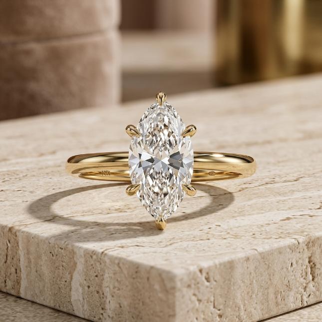 Cincin Diamond Marquise Wanita Suasa Lapis Emas Kuningan Custom - JND Jewellery