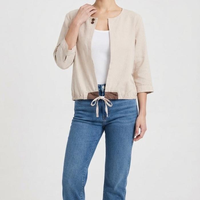 [Preloved] Diden Go Blouse Linen Cream Casual Minimalis