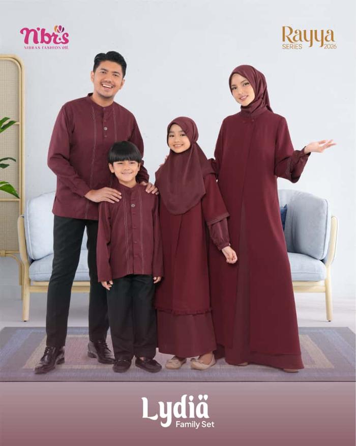 SARIMBIT SERAGAM KELUARGA NIBRAS TERBARU 2026 DIARAYYAKU LYDIA MAROON BY NBRS - BAJU BUSANA MUSLIM L