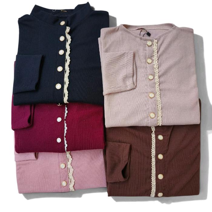 Bluose Rajut Renda || Cardigan Renda rajut wanita || Cardigan Renda Kancing Depan