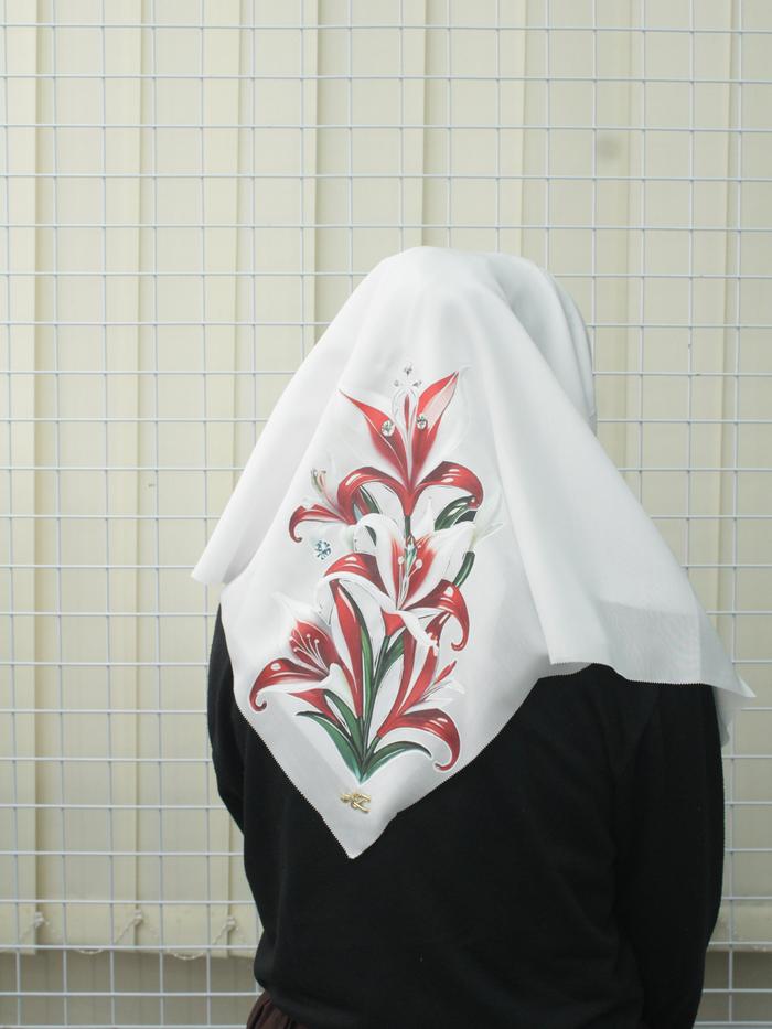 Hijab Segiempat Print DTF | Putih