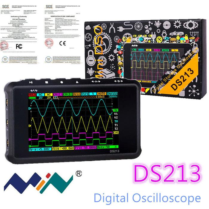DS213 MINI Digital Oscilloscope Portable LCD Display 4 Channel 15MHz