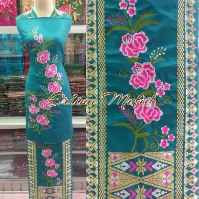 Bukittinggi Original Kain Bordir Bakal Baju Motif Bunga Songket Bordiran Sulaman