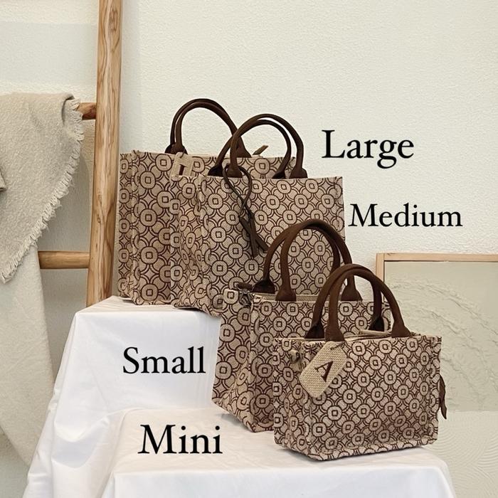 Tas Handmade Bordir Monogram Karung Goni Batik Kawung Tote Bag Sling Bag - Kawung Mono Kotak