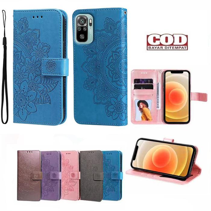 Redmi NOTE 10S Leather Case Xiaomi Redmi NOTE 10 4G/POCO M5S 4G Casing dompet Flip Motif Bunga matah