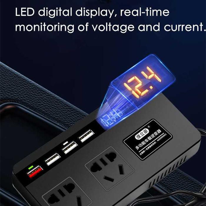 Car Power Inverter DC 12V/24V to AC 220V 200W 4 USB Port - XJ124