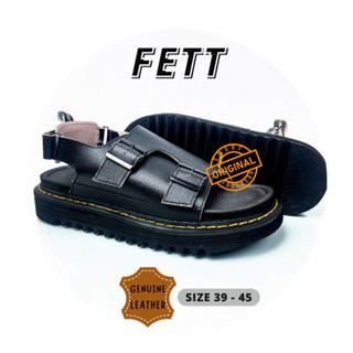 Sandal Kulit Pria FETT - Sendal Kulit - Rumah Komunitas x Smurf Footwear - Hitam