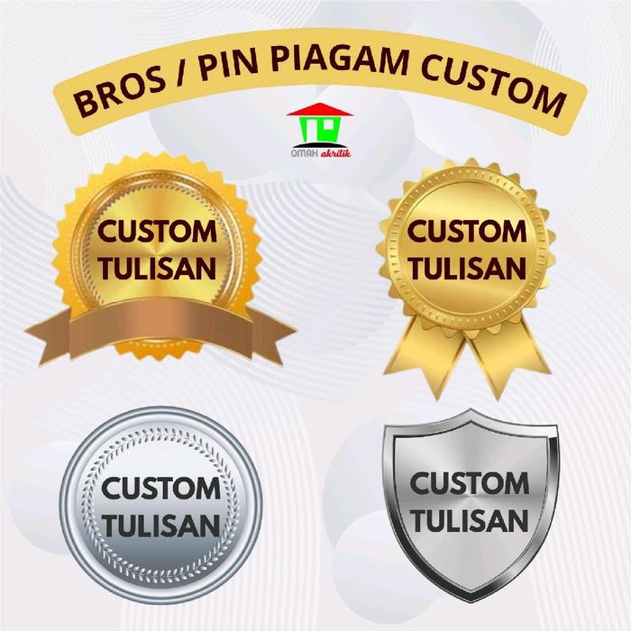Pin Bros Piagam Penghargaan Custom Tulisan | Pin Bros Akrilik | Pin Peniti Piagam Penghargaan Custom
